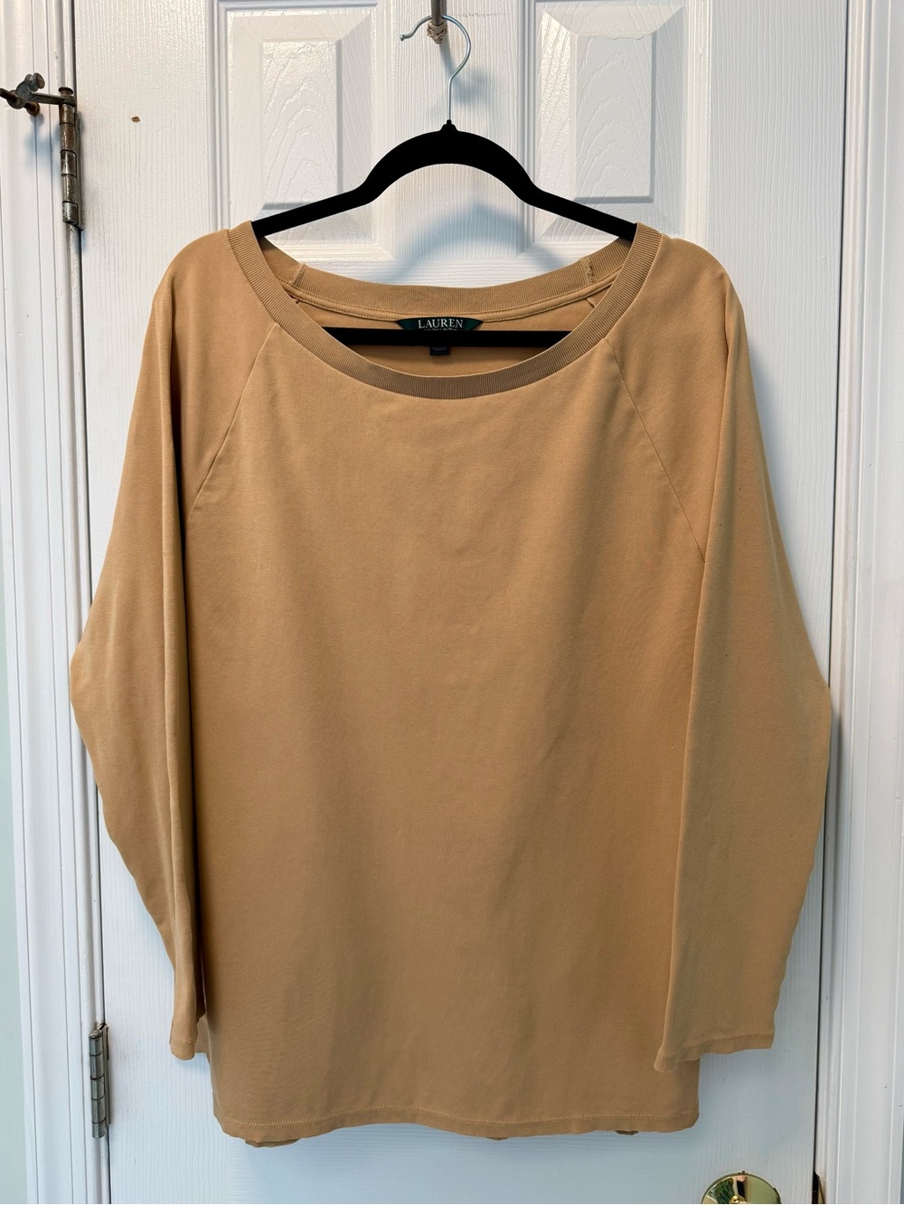 Ralph Lauren Camel Long-Sleeve Lightweight Cotton Top XL 1X